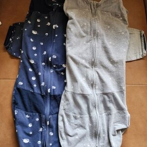2 Snoo Size Large Sacks Blue and Gray Sleep Sacks